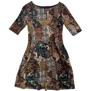 Roz & Ali Women's Mini Dress Half Sleeve Size 6 Multi Geo Lightweight Back Zip